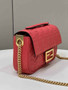 Fendi 8BS017 Baguette Mini Red leather bag