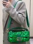 Fendi 8BR600 Baguette Acid green sequin and leather bag