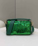 Fendi 8BR600 Baguette Acid green sequin and leather bag