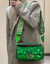 Fendi 8BR600 Baguette Acid green sequin and leather bag