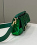 Fendi 8BR600 Baguette Acid green sequin and leather bag