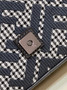 Fendi 8BR600 Baguette Gray houndstooth wool bag with FF embroidery