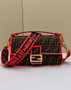 Fendi 8BR600 Baguette Jacquard FF fabric bag Red