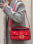 Fendi 8BR600 Baguette Red sequin and leather bag