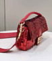 Fendi 8BR600 Baguette Red sequin and leather bag