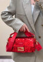 Fendi 8BR600 Baguette Red sequin and leather bag