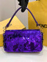 Fendi 8BR600 Baguette Bag embroidered with purple sequins