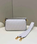 Fendi 8BR600 Baguette FF glazed fabric bag with inlay white