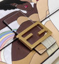 Fendi 8BR600 Baguette FF glazed fabric bag with inlay white
