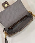 Fendi 8BR600 Baguette Brown houndstooth wool bag with FF embroidery