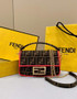 Fendi 8BS017 Baguette Mini Jacquard FF fabric bag Red