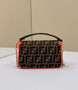 Fendi 8BS017 Baguette Mini Jacquard FF fabric bag Red