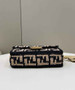 Fendi 8BR600 Baguette Black raffia back with crocheted FF