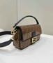 Fendi Baguette Bag 8BR600 Brown FF jacquard fabric bag with sequins