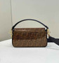 Fendi Baguette Bag 8BR600 Brown FF jacquard fabric bag with sequins