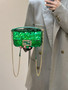 Fendi 8BS017 Baguette Mini Green sequin and leather bag