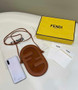 Fendi O’Lock Phone Pouch 7AS055 Brown leather pouch