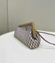 Fendi First Small 8BP129 Dove Gray and White Interlaced Leather Bag
