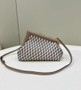 Fendi First Small 8BP129 Dove Gray and White Interlaced Leather Bag