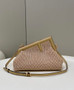 Fendi First Small 8BP129 Beige raffia macrame bag