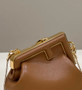 Fendi Nano First Charm Shoulder Bag 7AS051 Brown Leather