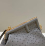 Fendi First Small 8BP129 Gray ostrich leather bag