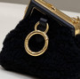 Fendi Nano First Charm Shoulder Bag 7AS051 Black sheepskin bag