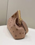 Fendi First Medium 8BP127 Dark Beige flannel bag with embroidery