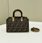 Fendi 8BS067 By The Way Mini Small brown FF fabric Boston bag