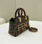 Fendi 8BS067 By The Way Mini Small brown FF fabric Boston bag
