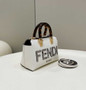 Fendi 8BS067 By The Way Mini Small white leather and elaphe Boston bag