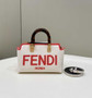 Fendi 8BS067 By The Way Mini Beige canvas small Boston bag with Roma embroidery