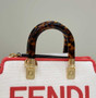 Fendi 8BS067 By The Way Mini Beige canvas small Boston bag with Roma embroidery