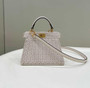 Fendi 8BN335 Peekaboo ISeeU Petite Bag Beige Camellia leather