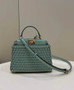 Fendi 8BN244 Peekaboo Mini Mint green leather interlace bag