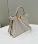 Fendi 8BN327 Peekaboo ISeeU Petite Small Bag Beige Camellia leather