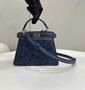 Fendi 8BN335 Peekaboo ISeeU Petite Padded Snake Leather Bag blue