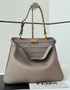 Fendi Peekaboo Soft Medium Gray Leather Bag 8BN353