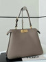 Fendi Peekaboo Soft Medium Gray Leather Bag 8BN353