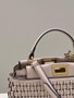 Fendi 8BN244 Peekaboo Mini Mint light pink leather interlace bag