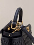 Fendi 8BN244 Peekaboo Mini Mint black leather interlace bag