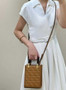 Fendi Mini Sunshine Shopper 8BS051 Brown leather mini-bag with FF motif