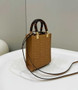 Fendi Mini Sunshine Shopper 8BS051 Brown leather mini-bag with FF motif