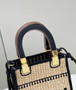 Fendi Mini Sunshine Shopper Black Natural straw mini-bag 8BS051