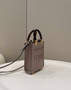 Fendi Mini Sunshine Shopper gray leather mini-bag 8BS051