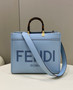 Fendi Sunshine Medium Bag Blue leather shopper 8BH386