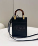 Fendi Mini Sunshine Shopper Black leather mini-bag 8BS051