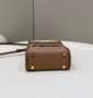 Fendi Mini Sunshine Shopper Brown Natural straw mini-bag 8BS051
