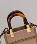 Fendi Mini Sunshine Shopper Brown Natural straw mini-bag 8BS051
