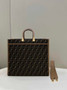 Fendi Sunshine Large Bag 8BH372 Brown FF jacquard fabric shopper